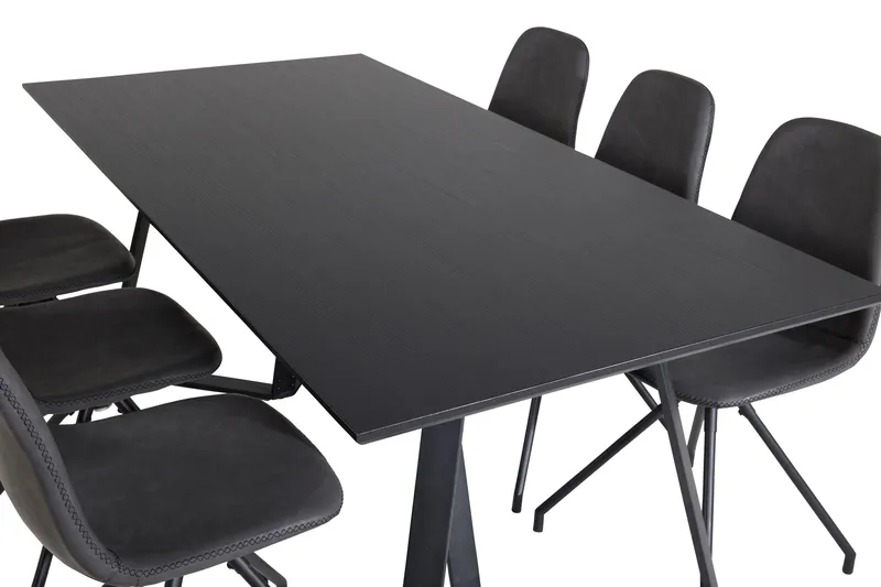 Marina Matgrupp 180 cm Rektangulär med 6 Polar stolar - Svart - Products - Möbler - Bord & matgrupp - Matgrupp