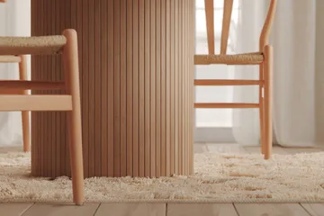 Kopparbo Runt Matbord 130 cm Förlängningsbart med illäggsskiva - Vitlaserat Ek / Ljusbeige - Products - Möbler - Bord & matgrupp - Matbord & köksbord