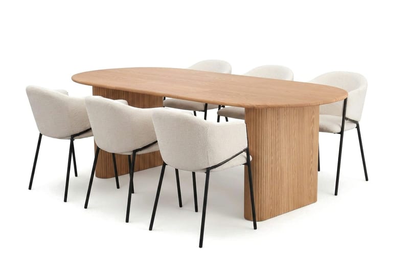 Noira Matgrupp förlängningsbart 160-220 cm Ek med 6 Filip Matstolar - Ek - Products - Möbler - Bord & matgrupp - Matgrupp