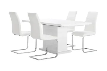 Ratliff Matgrupp 180 cm + 4 Sorado Stol, Vit/Krom