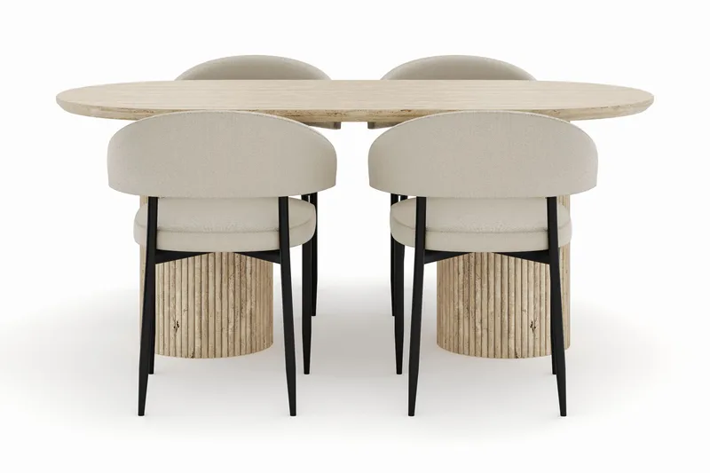 Uppveda Ovalt Matbord 180x90 cm med 4 Sawako Stolar - Beige - Products - Möbler - Bord & matgrupp - Matgrupp