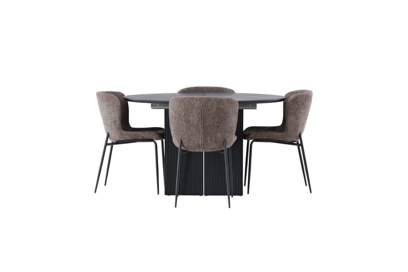 Matilda Matgrupp 130 cm Rund med 4 Modesto Stolar, Svart