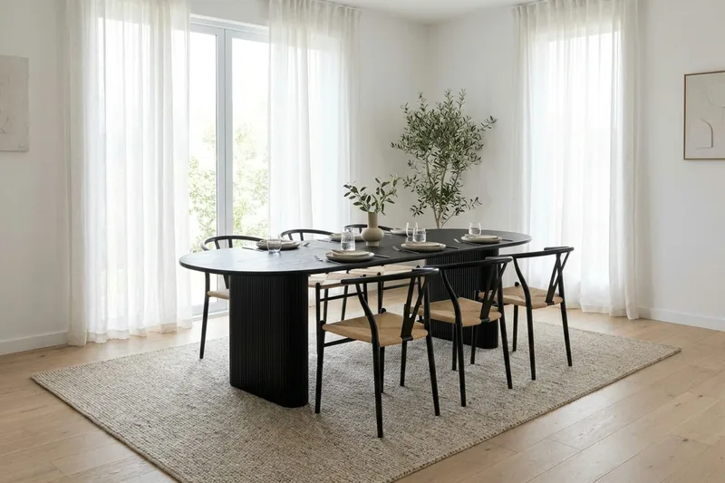 Noira Förlängningsbart Matbord 220/320x100 cm Fanér - Svart - Products - Möbler - Bord & matgrupp - Matbord & köksbord
