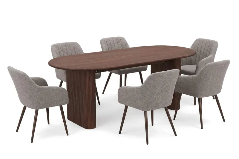 Noira Matgrupp rektangulärt 180 cm Valnöt med 6 Filippa Matstolar - Valnöt - Products - Möbler - Bord & matgrupp - Matgrupp