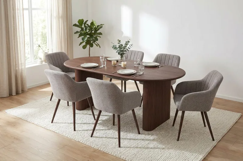 Noira Matgrupp rektangulärt 180 cm Valnöt med 6 Filippa Matstolar - Valnöt - Products - Möbler - Bord & matgrupp - Matgrupp