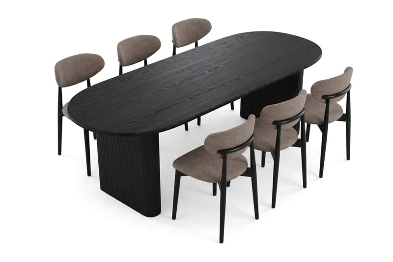 Noira Matgrupp rektangulärt 220 cm Svart med 6 Molly Matstolar - Svart - Products - Möbler - Bord & matgrupp - Matgrupp