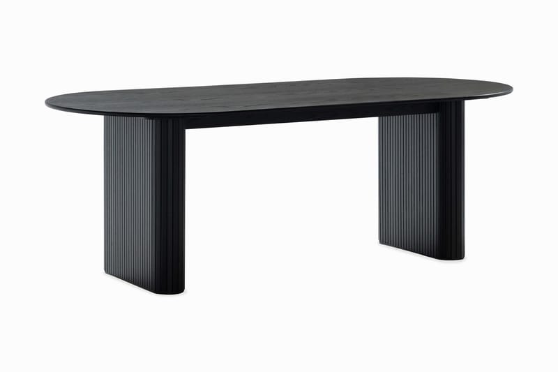 Noira Ovalt Matbord 220 cm Svart +  8 st Nibe stol beige med svarta ben - Svart/Beige - Products - Möbler - Bord & matgrupp - Matgrupp