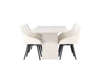 Olga Matgrupp 200 cm Rektangulär med 6 Rosie Stolar - Vit - Products - Möbler - Bord & matgrupp - Matgrupp