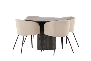 Olivia Matgrupp 110 cm Rund med 4 Berit stolar - Beige - Products - Möbler - Bord & matgrupp - Matgrupp