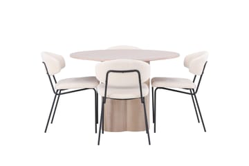 Olivia Matgrupp 110 cm Rund med 4 Chico Stolar - Whitewash - Products - Möbler - Bord & matgrupp - Matgrupp