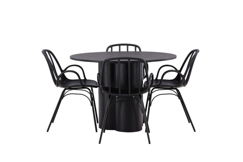 Olivia Matgrupp 110 cm Rund med 4 Dyrön Stolar - Svart - Products - Möbler - Bord & matgrupp - Matgrupp