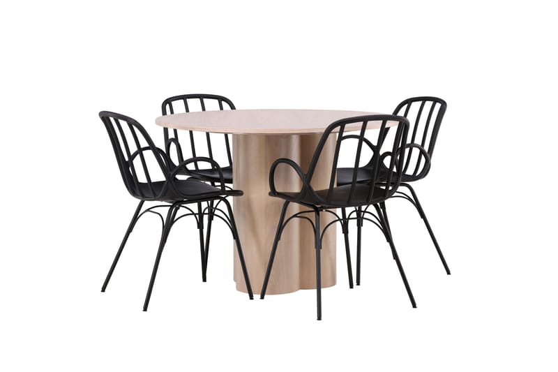 Olivia Matgrupp 110 cm Rund med 4 Dyrön stolar - Whitewash - Products - Möbler - Bord & matgrupp - Matgrupp