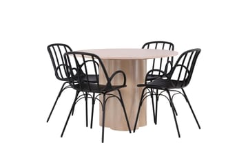 Olivia Matgrupp 110 cm Rund med 4 Dyrön stolar - Whitewash - Products - Möbler - Bord & matgrupp - Matgrupp