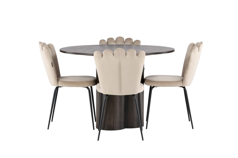 Olivia Matgrupp 110 cm Rund med 4 Limhamn stolar - Beige - Products - Möbler - Bord & matgrupp - Matgrupp