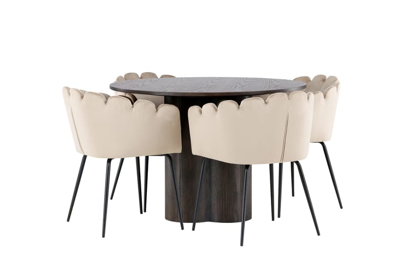 Olivia Matgrupp 110 cm Rund med 4 Limhamn stolar - Beige - Products - Möbler - Bord & matgrupp - Matgrupp