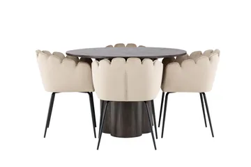 Olivia Matgrupp 110 cm Rund med 4 Limhamn stolar - Beige - Products - Möbler - Bord & matgrupp - Matgrupp