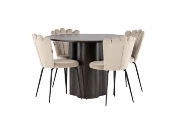 Olivia Matgrupp 110 cm Rund med 4 Limhamn stolar - Beige - Products - Möbler - Bord & matgrupp - Matgrupp