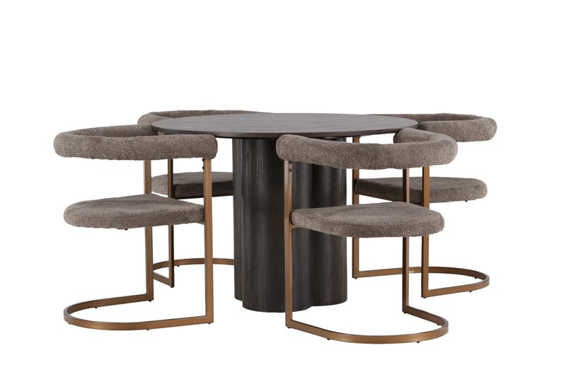 Olivia Matgrupp 110 cm Rund med 4 Morning stolar - Brun - Products - Möbler - Bord & matgrupp - Matgrupp