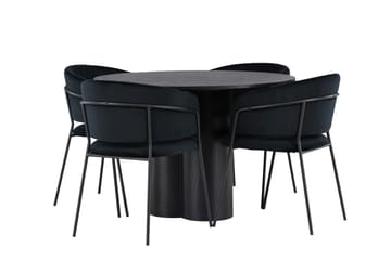 Olivia Matgrupp 110 cm Rund med 4 Selma Stolar - Svart - Products - Möbler - Bord & matgrupp - Matgrupp
