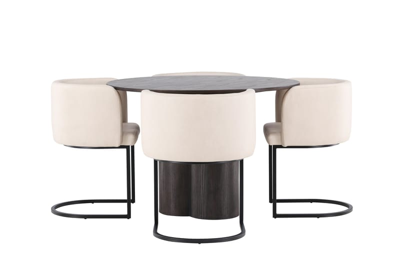 Olivia Matgrupp 110 cm Rund med 4 Simrishamn stolar - Beige - Products - Möbler - Bord & matgrupp - Matgrupp