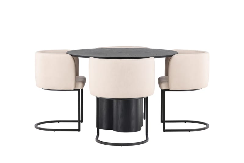 Olivia Matgrupp 110 cm Rund med 4 Simrishman Stolar - Beige - Products - Möbler - Bord & matgrupp - Matgrupp