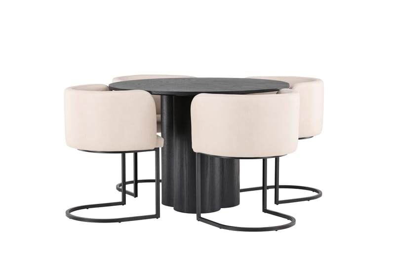 Olivia Matgrupp 110 cm Rund med 4 Simrishman Stolar - Beige - Products - Möbler - Bord & matgrupp - Matgrupp