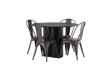 Olivia Matgrupp 110 cm Rund med 4 Tempe Stolar - Svart - Products - Möbler - Bord & matgrupp - Matgrupp