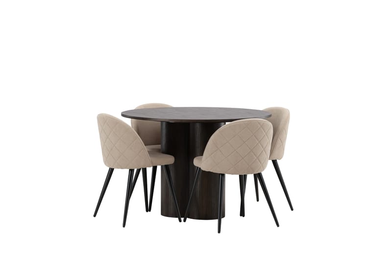 Olivia Matgrupp 110 cm Rund med 4 Velvet stolar - Beige - Products - Möbler - Bord & matgrupp - Matgrupp