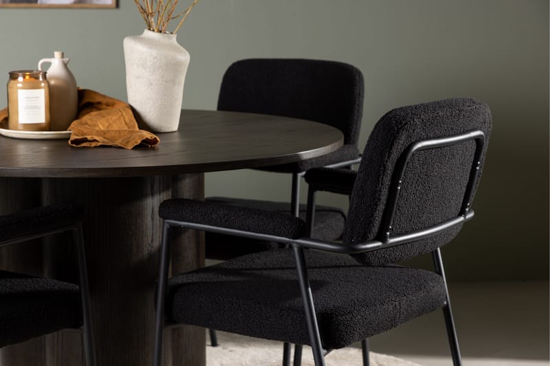 Olivia Matgrupp 110 cm Rund med 4 Yesterday stolar - Svart - Products - Möbler - Bord & matgrupp - Matgrupp