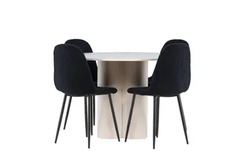 Olivia Matgrupp 110 cm Rund med 4 Polar stolar - Beige/Svart - Products - Möbler - Bord & matgrupp - Matgrupp