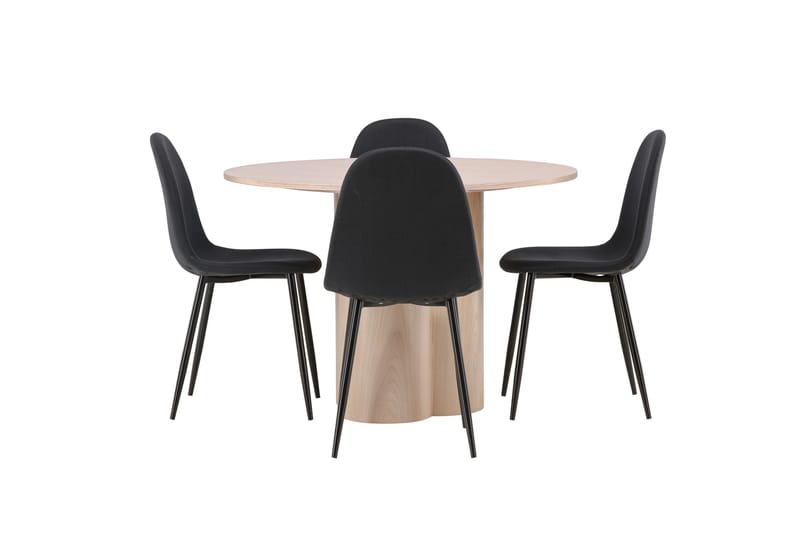 Olivia Matgrupp 110 cm Rund med 4 Polar stolar - Whitewash - Products - Möbler - Bord & matgrupp - Matgrupp