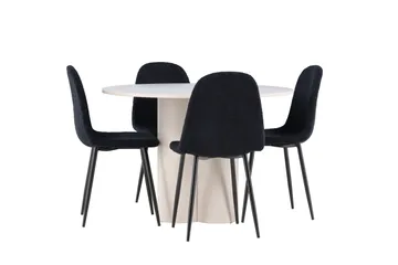 Olivia Matgrupp 110 cm Rund med 4 Polar stolar - Beige/Svart - Products - Möbler - Bord & matgrupp - Matgrupp