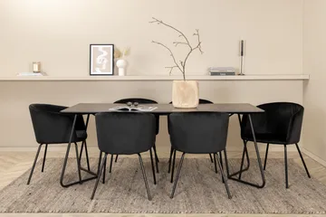 Petra Matgrupp 190 cm Rektangulär med 6 Berit stolar - Svart - Products - Möbler - Bord & matgrupp - Matgrupp