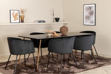 Petra Matgrupp 190 cm Rektangulär med 6 Berit stolar - Svart - Products - Möbler - Bord & matgrupp - Matgrupp