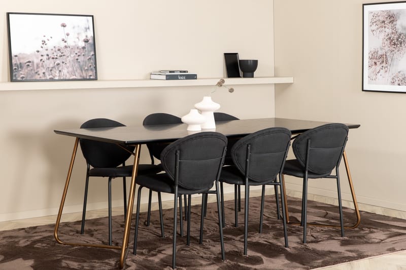 Petra Matgrupp 190 cm Rektangulär med 6 Vault stolar - Svart - Products - Möbler - Bord & matgrupp - Matgrupp