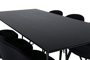 Petra Matgrupp 190 cm Rektangulär med 6 Velvet stolar - Svart - Products - Möbler - Bord & matgrupp - Matgrupp