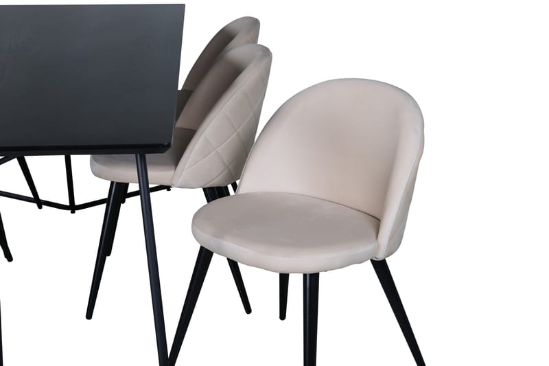 Petra Matgrupp 190 cm Rektangulär med 6 Velvet stolar - Svart - Products - Möbler - Bord & matgrupp - Matgrupp