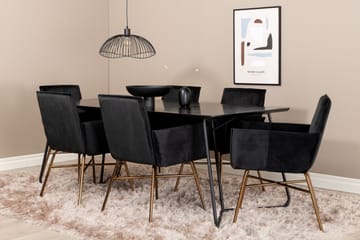 Petra Matgrupp 190 cm Rektangulär med 6 Petra stolar - Svart - Products - Möbler - Bord & matgrupp - Matgrupp