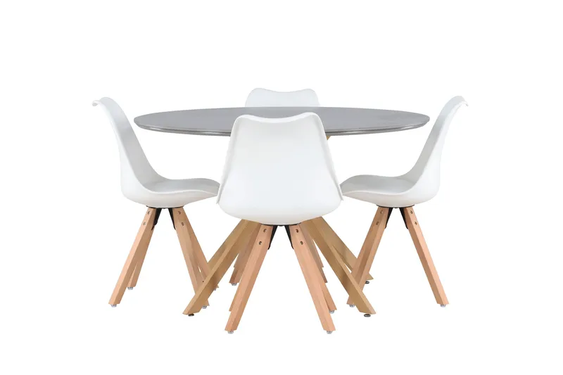 Piazza Matgrupp  120 cm Rund med 4 Zeno stolar, Grå