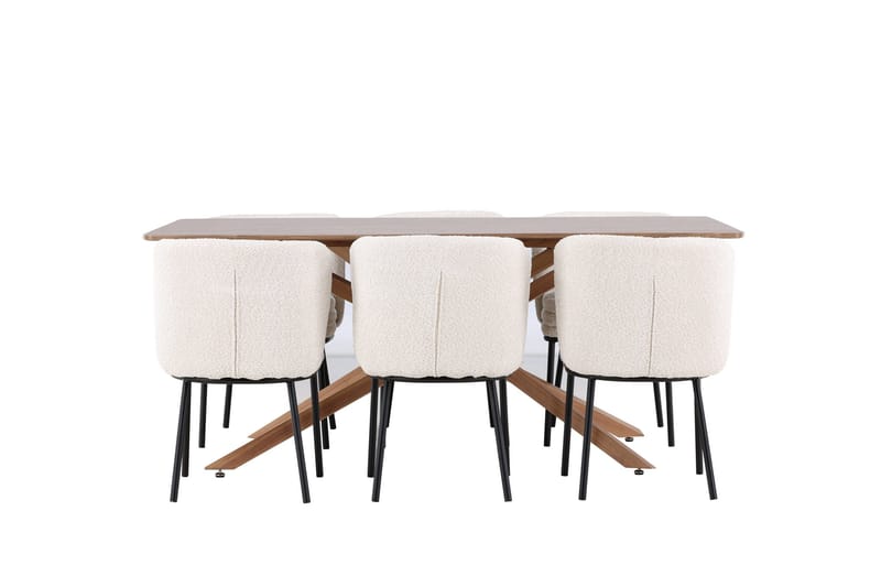 Piazza Matgrupp 180 cm Rektangulär med 6 Agnes stolar - Mocca/Vit - Products - Möbler - Bord & matgrupp - Matgrupp