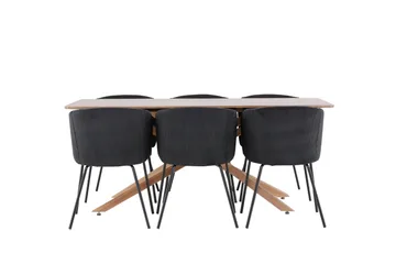 Piazza Matgrupp 180 cm Rektangulär med 6 Berit stolar - Mocca/Svart - Products - Möbler - Bord & matgrupp - Matgrupp