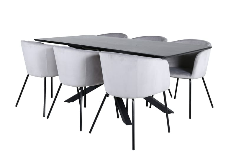 Piazza Matgrupp 180 cm Rektangulär med 6 Berit stolar - Svart - Products - Möbler - Bord & matgrupp - Matgrupp