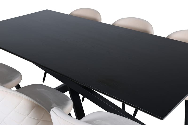 Piazza Matgrupp 180 cm Rektangulär med 6 Velvet stolar - Beige - Products - Möbler - Bord & matgrupp - Matgrupp