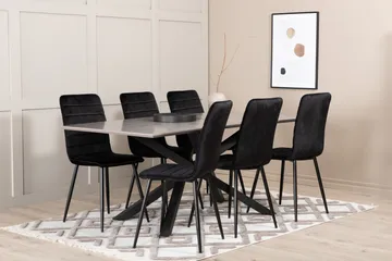 Piazza Matgrupp 180 cm Rektangulär med 6 Windu stolar - Svart - Products - Möbler - Bord & matgrupp - Matgrupp