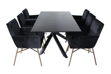 Piazza Matgrupp 180 cm Rektangulär med 6 Petra stolar - Svart - Products - Möbler - Bord & matgrupp - Matgrupp