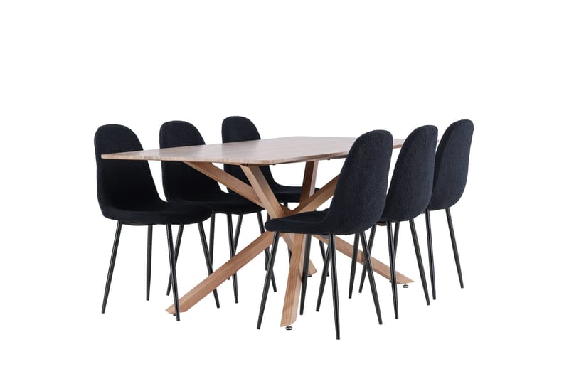 Piazza Matgrupp 180 cm Rektangulär med 6 Polar stolar - Mocca/Svart - Products - Möbler - Bord & matgrupp - Matgrupp