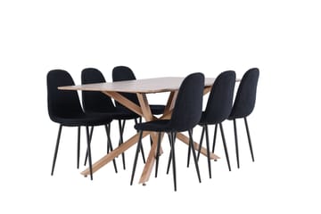 Piazza Matgrupp 180 cm Rektangulär med 6 Polar stolar - Mocca/Svart - Products - Möbler - Bord & matgrupp - Matgrupp