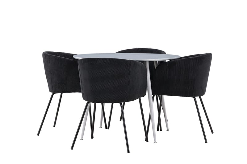 Plaza Matgrupp 100 cm Rund med 4 Berit stolar - Grå/Svart - Products - Möbler - Bord & matgrupp - Matgrupp