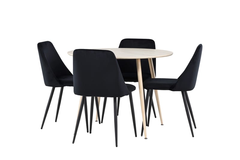 Plaza Matgrupp 100 cm Rund med 4 Night stolar - Whitewash/Svart - Products - Möbler - Bord & matgrupp - Matgrupp