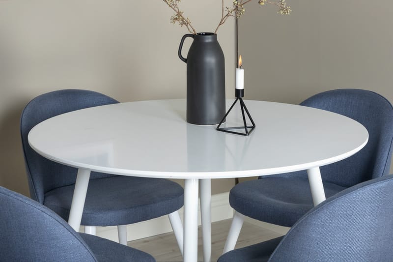 Plaza Matgrupp 100 cm Rund med 4 Velvet stolar - Blå - Products - Möbler - Bord & matgrupp - Matgrupp